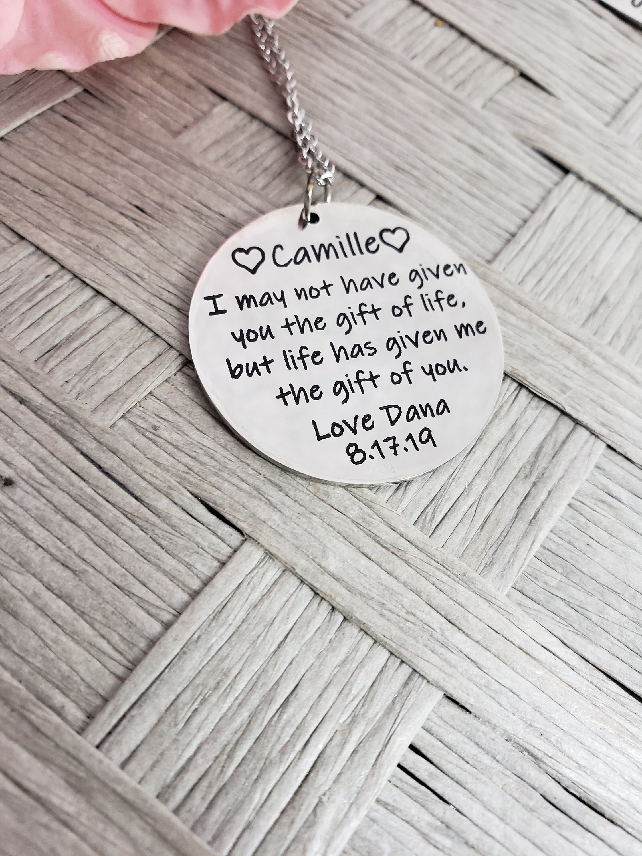 The gift of you stepdaughter necklace, may not have given you life, daughter gift, blended family jewelry, step dad, wedding gift, step mom