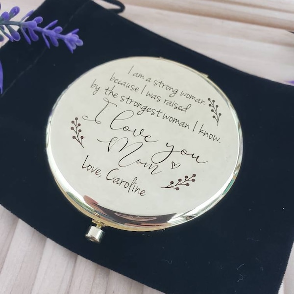 I am a strong woman compact with mirror, raised, Mother's Day gift, Mom Birthday, Grandma, Mother, from Daughter, wedding, custom name gift