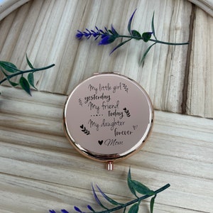 My little girl yesterday my friend today my daughter forever compact with mirror, Daughter Birthday, gift from Mom, sweet 16,graduation gift