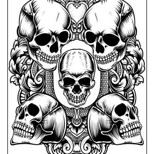 Printable Coloring Pages Skull Tattoo Art Coloring Sheets - Etsy