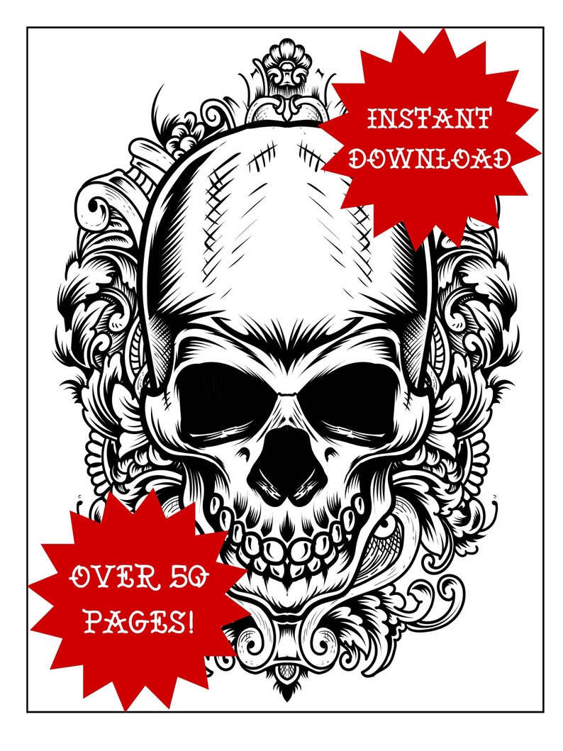 Printable Coloring Pages Skull Tattoo Art Coloring Sheets for Adults or ...