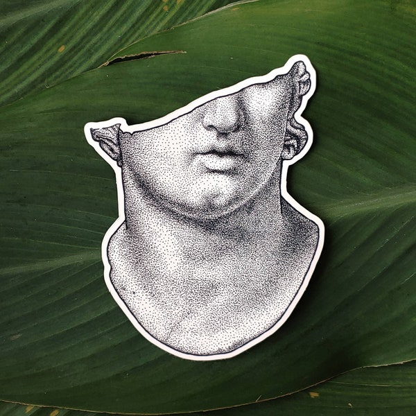 Pegatina FRACTURADA 3" (vinilo mate, blanco y negro, dibujo a bolígrafo, minimalista, regalo)