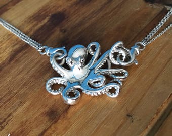 Octopus Pendant, Luxe Links Handmade Silver Necklace