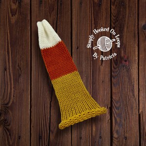 Knit Candy Corn Gnome Hat, DIY Project, Gnome Accessory, Gnome Clothing, Gnome Hat, Tiered Tray Decor