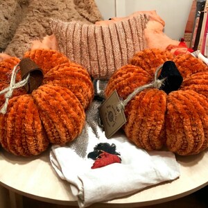 Tiered Tray Pumpkin Decor, Halloween Pumpkins, Handmade Knit Velvet Pumpkins, Fall Decor, Pumpkin Patch, Country Farmhouse, Rustic Decor