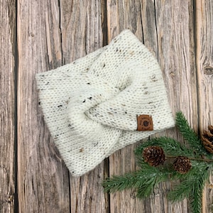Tweed Twisted Ear Warmer, Headband, Knit Ear Muffs, Head Warmer, Adult Twisted Headband, Turban Style Ear Warmer