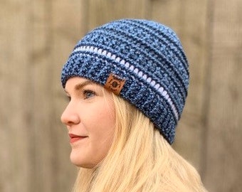 Unisex Blue Beanie, Blue Hat for Women, Hat for Men, Winter Beanie, Crochet Winter Beanie, Boyfriend Gift, Winter Hat, Ski Beanie, Snow Hat