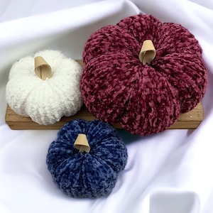 Set of 3 Americana Pumpkin Decor, Handmade Velvet Pumpkins, Farmhouse Decor, Rustic Decor, Home Decor, Centerpiece, Americana, Patriotic