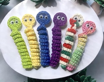 Crochet Worry Worm, Colorful Sensory Fidget Toy, Pocket Hug