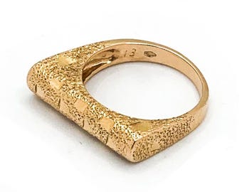 14K Gold Brutalist Textured Ring Size 6.25 / Fine Gold Jewelry