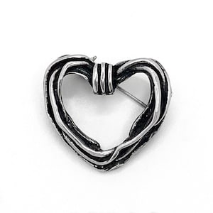 Sterling Silver Heart Modernist Brooch /  Pin