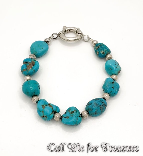 Native American Sterling Silver Turquoise Bracelet - image 1
