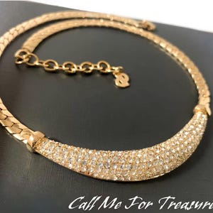 Christian Dior Choker Necklace Gold And Swarovski Crystals / Vintage Dior