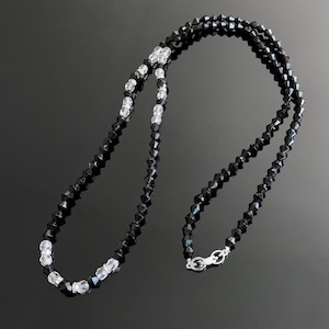 Givenchy long necklace black and clear glass bead / Vintage Givenchy