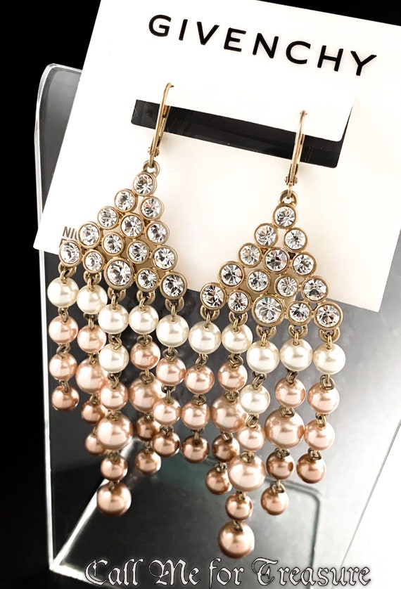 LARGE Vintage Givenchy Chandelier Earrings Pearl A