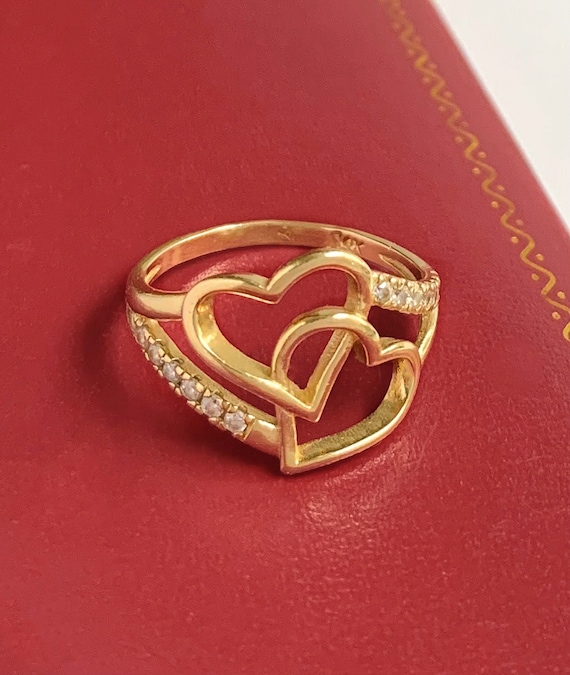 14K Gold Heart Ring Size 8 / Solid Gold Jewelry