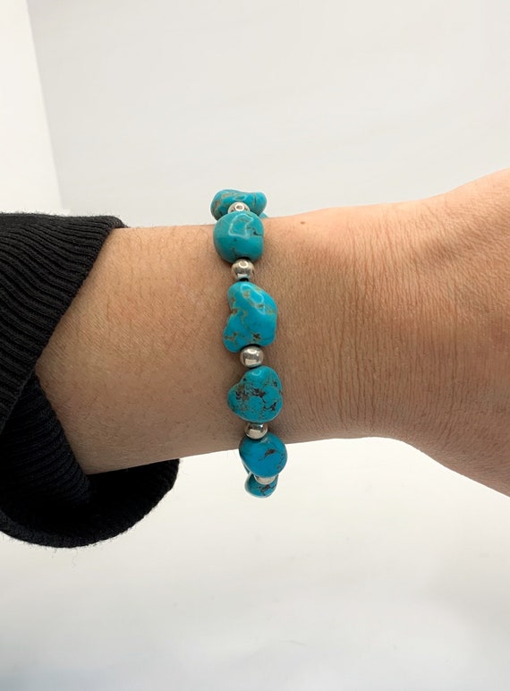 Native American Sterling Silver Turquoise Bracelet - image 3