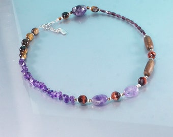 Peyote Vogel Sterling Silber Amethyst Halskette / Schmuck aus dem Westernstil