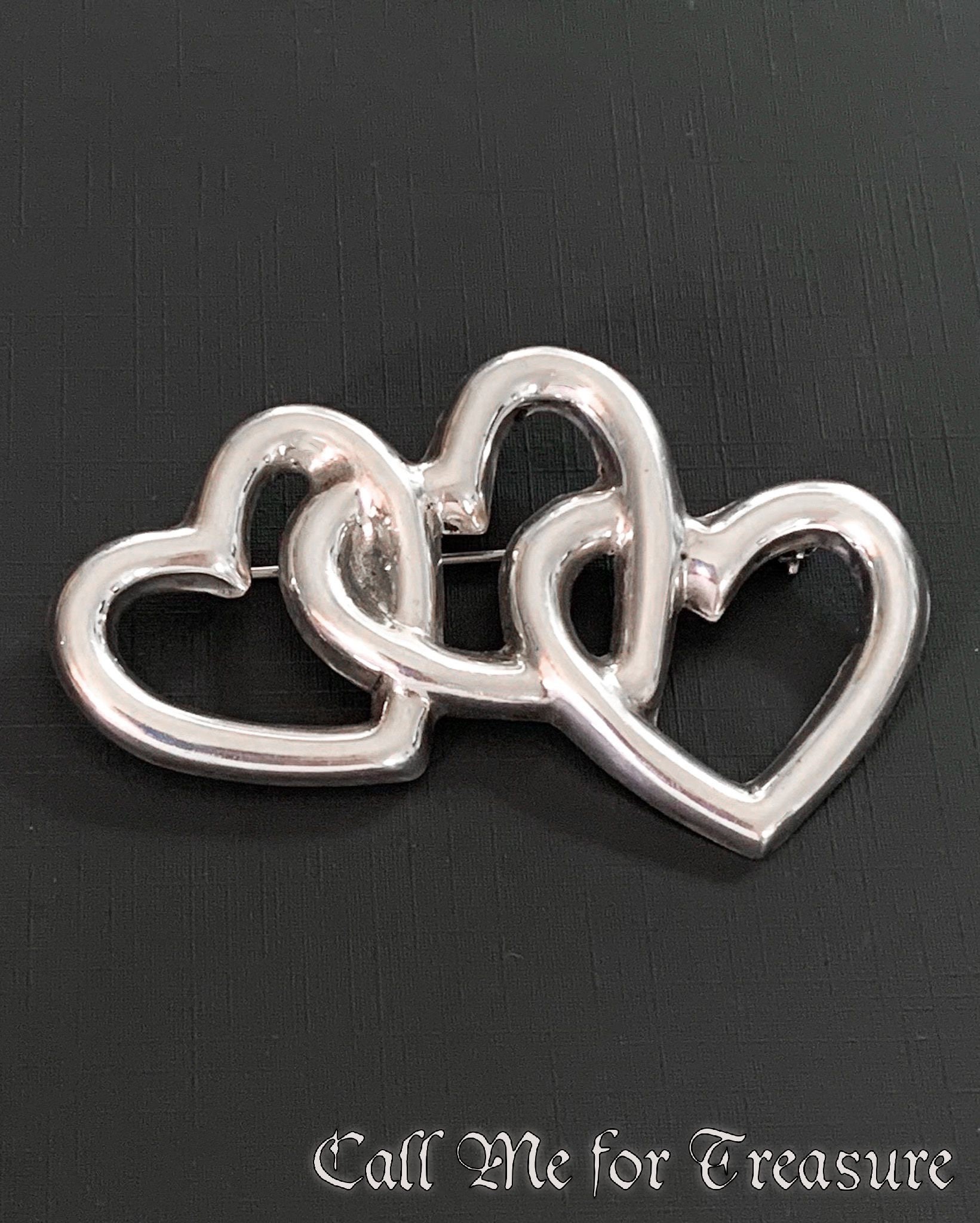 LARGE Vintage Sterling Silver Heart Brooch / Designer Inspired - Etsy