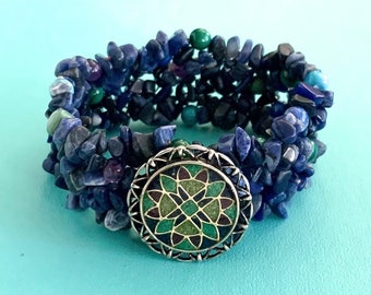Carolyn Pollack Sterling Silver Lapis Lazuli Bracelet /  Southwest Jewelry