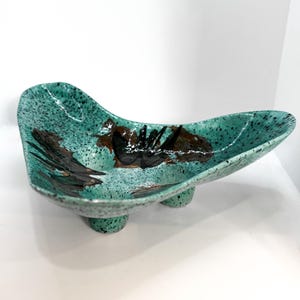 Vintage Richard Saar Pottery Three-Footed Bowl 8.5” / Mid Century Modern Art Home Decor