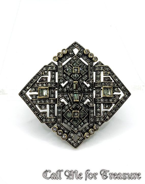Heidi Daus Crystal Large Brooch Pin / Art Deco St… - image 1