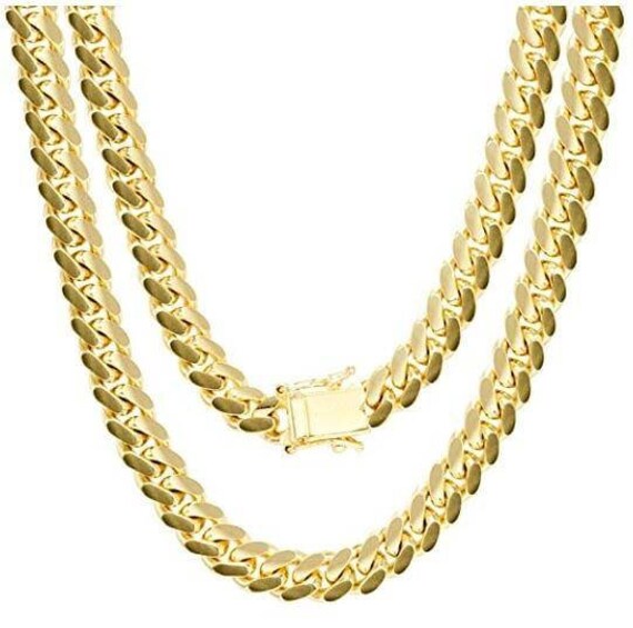 Miami Cuban Link Chain & Bracelet Set – 10mm 14k Gold Plated – Men’s Hip Hop Jewelry