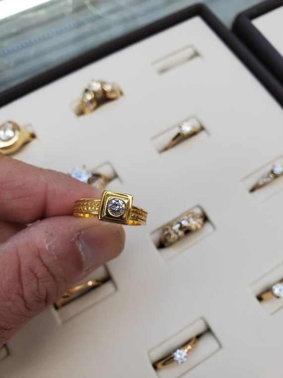 Vintage Handmade 14K Gold Diamond Engagement Ring 