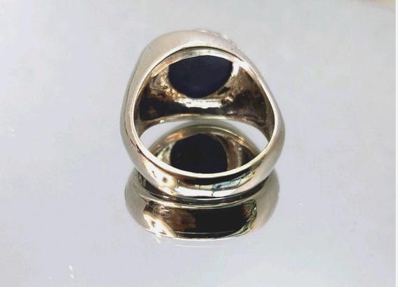 Men's 14K White Gold Star Sapphire Diamond Pinky Ring… - Gem