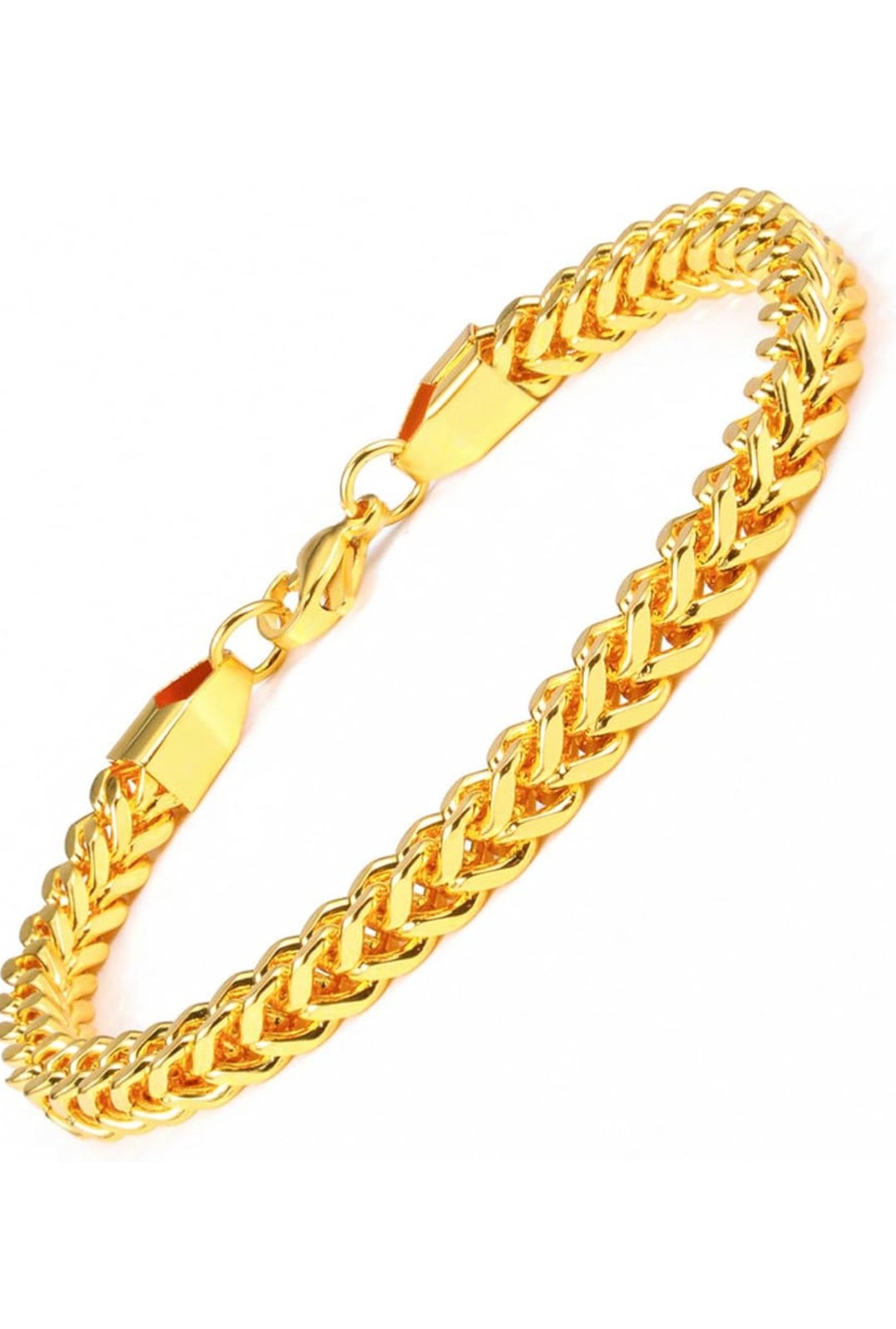 Franco Chain Stainless Steel Foxtail Bracelet 4mm 14k Gold Plated