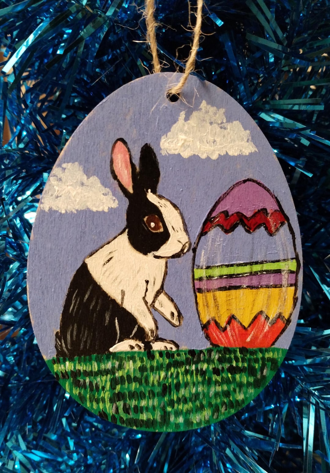 Hand-painted Dutch Rabbit Easter Egg Wood Ornament - Etsy