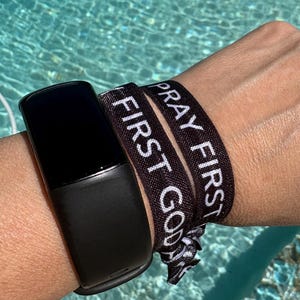Christian Hair Ties, Pray First Wristband, Scripture Elastics, Youth Group Gift, Daily Prayer Reminder, Ponytail Holder
