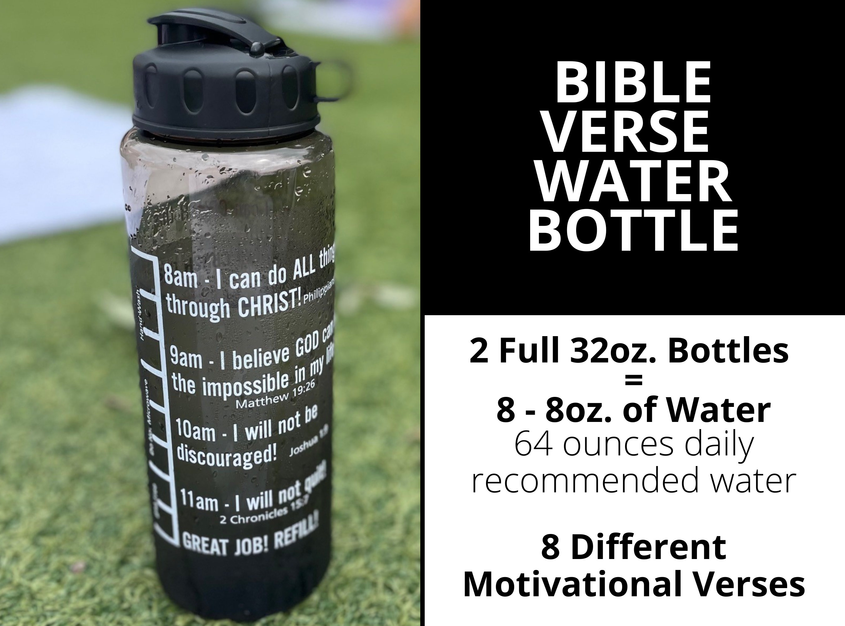  Life Bottle 32 oz Water Bottle with Strap. Flip Top Water  Bottles With Time Marker to Drink. No Quotes! Motivational Water Bottle  Dishwasher Safe : Sports & Outdoors