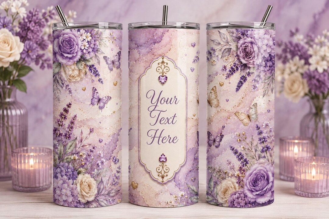 Floral 20oz Tumbler Wrap PNG, Custom Name Sublimation Design (digital ...