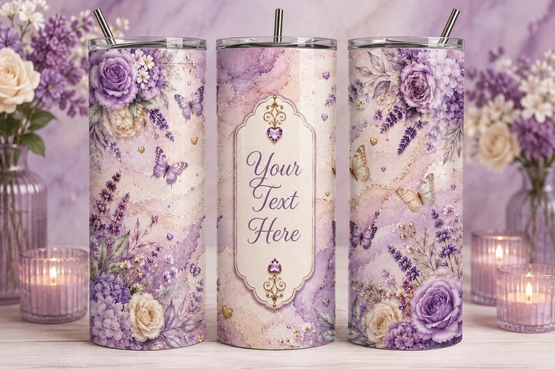 Floral 20oz Tumbler Wrap PNG, Custom Name Sublimation Design (digital ...