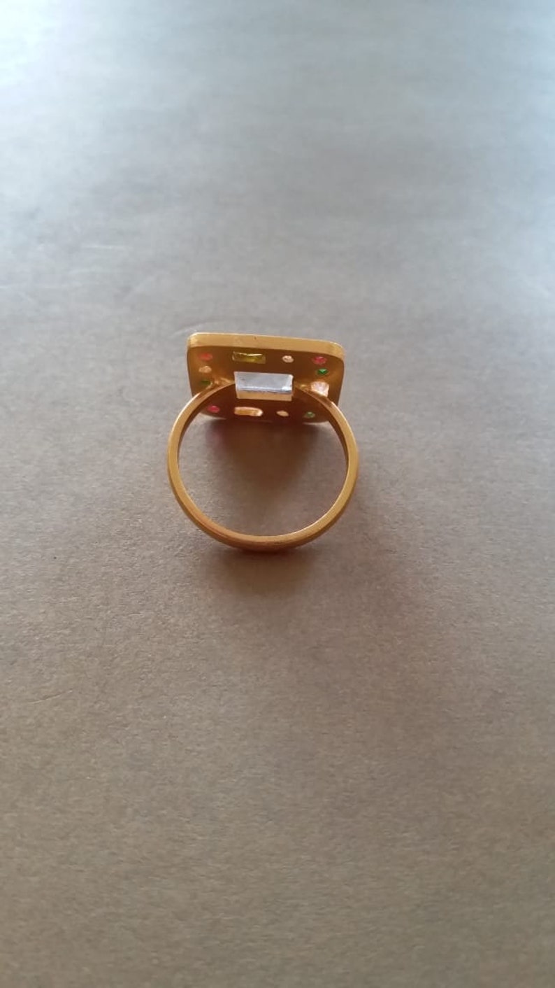 Baguette Cut Gemstone Ring Multi Gemstone Square Ring Gold Filled Ring Victorian Ring Jewelry Designer Cocktail Ring Christmas Gift