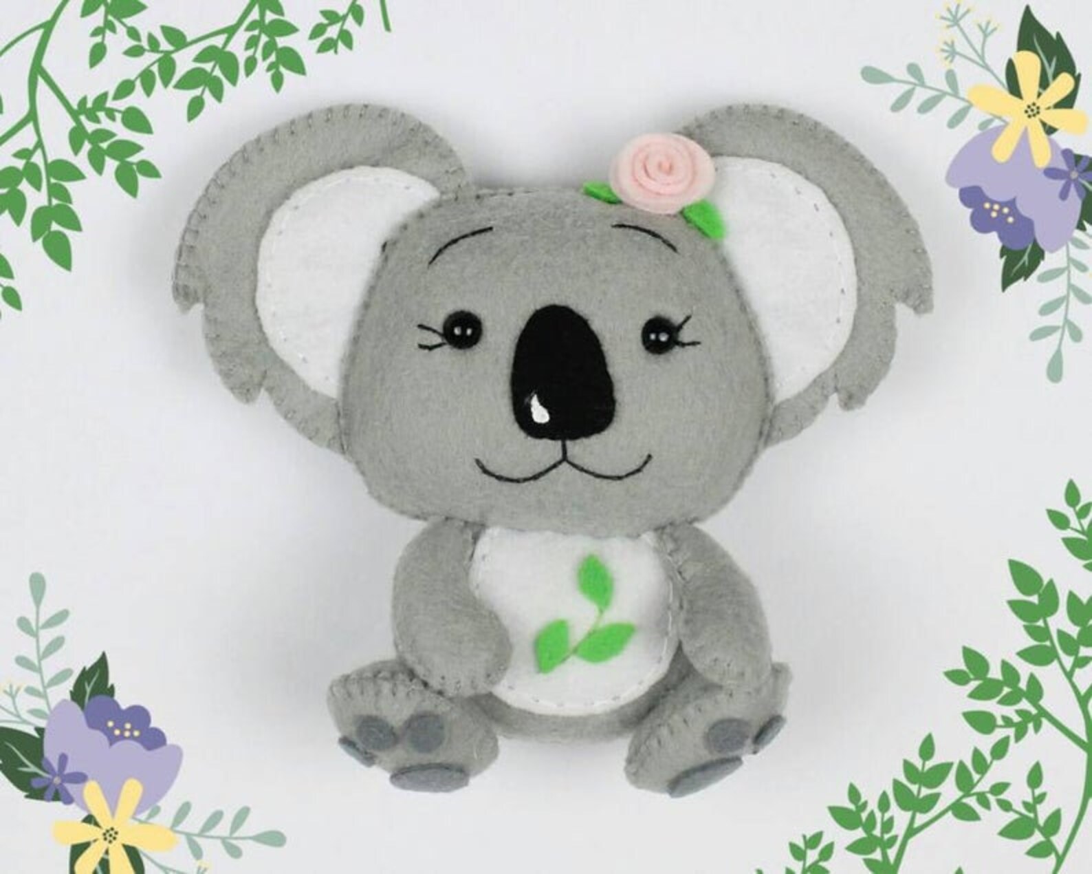 Felt Koala Sewing Pattern Bear Nursery Decor Plush Educational Etsy