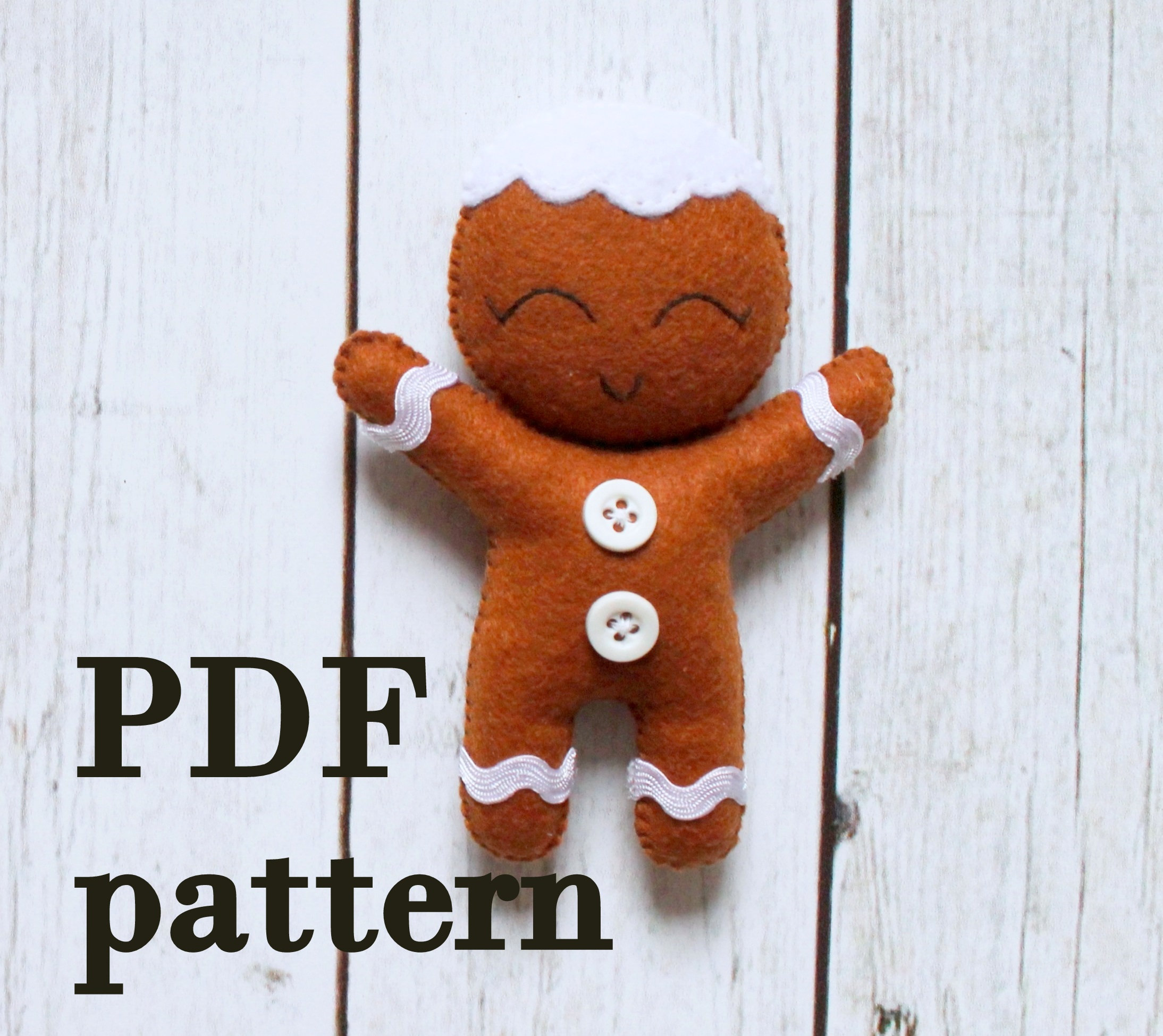 Felt Gingerbread man sewing pattern for Christmas ornament Etsy
