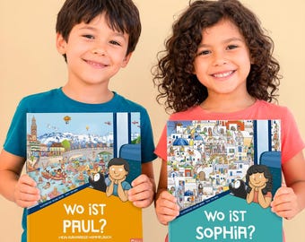 Personalisiertes Wimmelbuch für Kinder – Meine Europareise | Individueller Name & Charakter | Geschenk für Kinder 2–7 Jahre