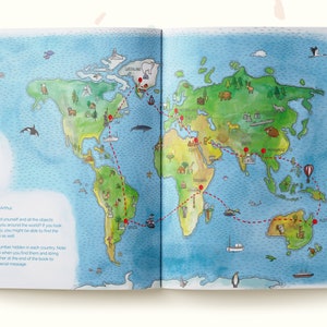 Personalized Search-And-Find 'World Trip Book, Gifts for Kids 2-7, Add your secret message, Unique Gift, Birthday Present image 7