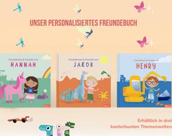 Personalisiertes Freundebuch von Librio. In drei kunterbunten Themen. Das perfekte Geschenk für Kindergarten & Schulstart.