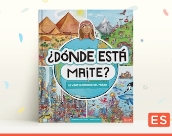 Libro de dibujos personalizado de busca y encuentra ‘Mi viaje alrededor del mundo’, mensaje secreto, regalo único para niños de 2 a 7 años