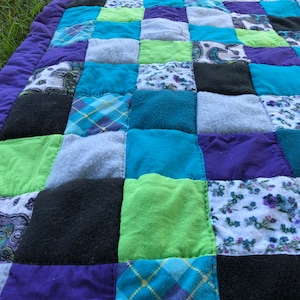 Purple And Teal Patchwork Blanket