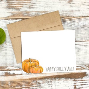 Happy Fall Y'all!  Stationery  - Personalized or Blank Stationery Note cards - Flat Note Cards and Envelopes