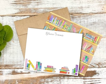 Librarian -  Bookstore - Library Stationery Note Cards -Flat Note cards and Envelopes