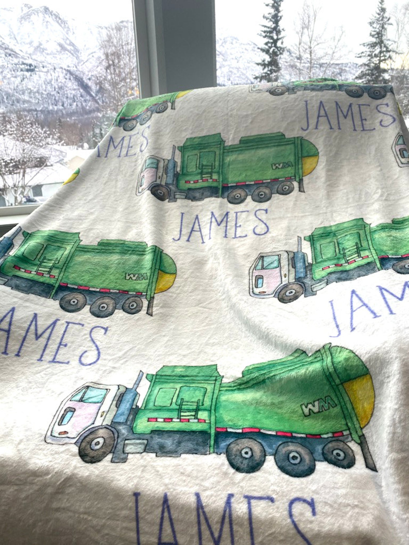 Personalized Garbage Truck Blanket Waste Management Name Etsy