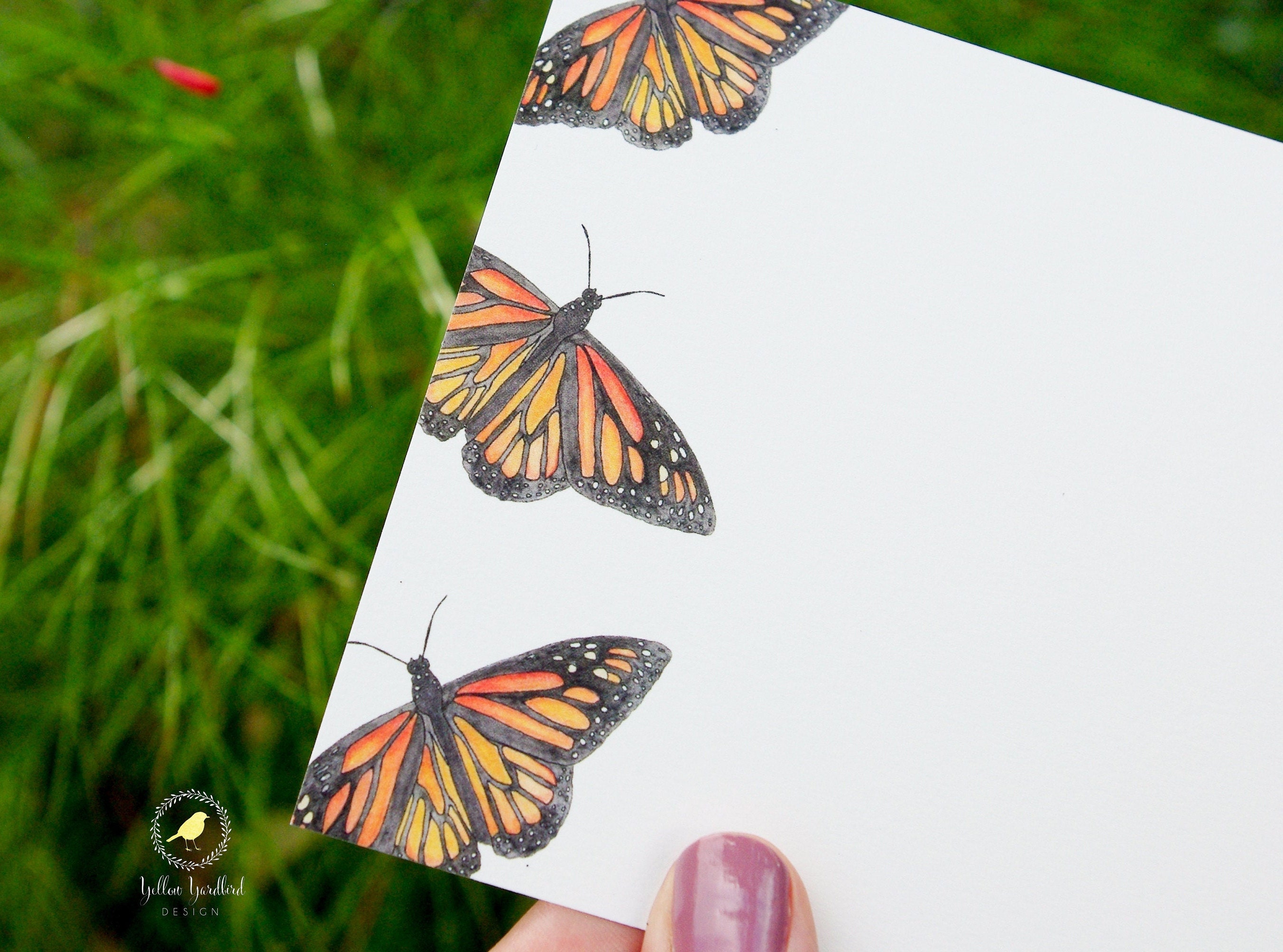 Monarch Butterfly Stationery - Personalized or Blank - Flat Note Cards ...