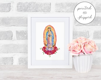 Our Lady of Guadalupe Watercolor Print - Religious Gift - Catholic Print