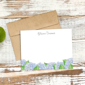 Hydrangea Stationery - Personalized Stationery - Flat Note Cards and Envelopes-  Note cards- Hostess Gift - Bridal gift - Christmas gift