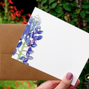 One Bluebonnet Stationery - Personalized or Blank - Flat Note Cards and Envelopes